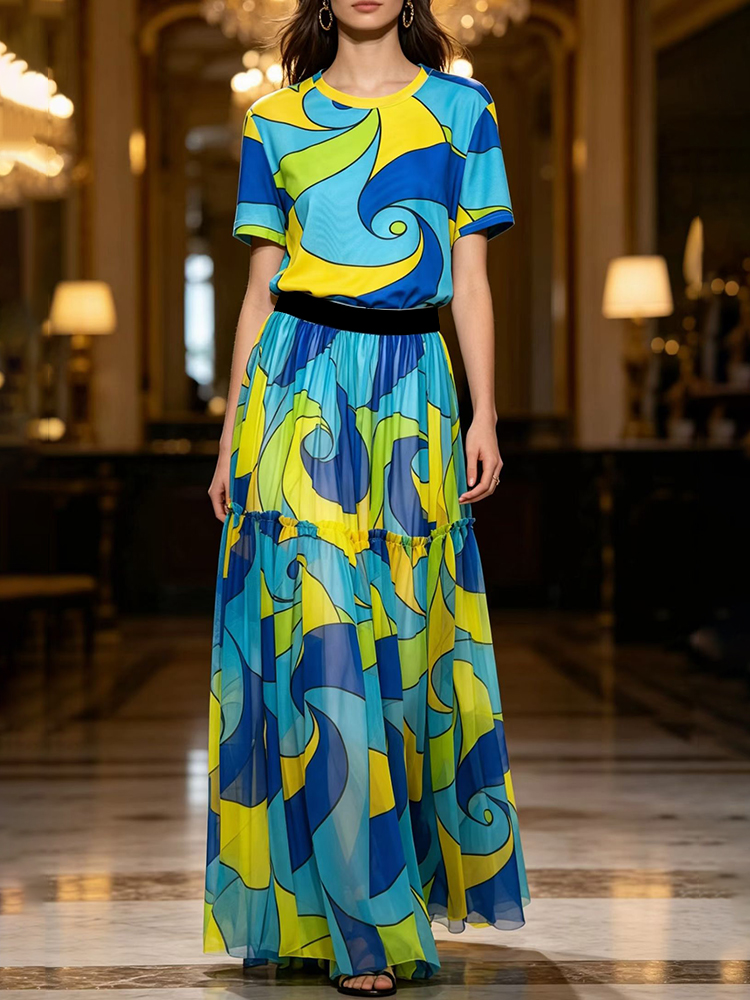 Summer Clothing Fabric - 2026 Yaz Kadın Giyim Retro Geometrik