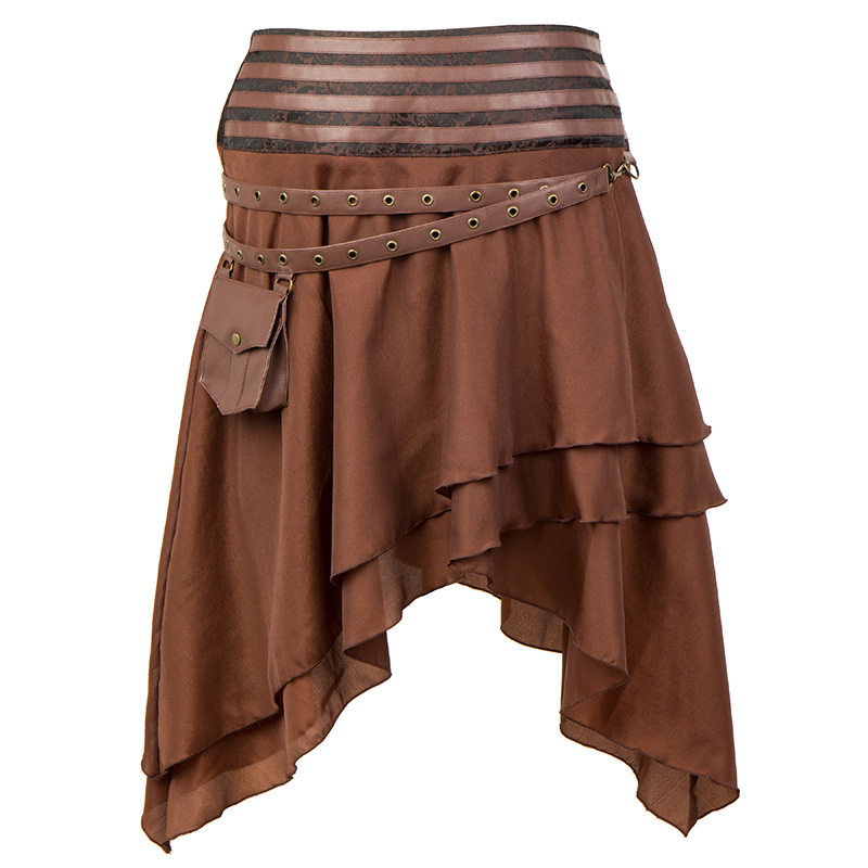 Summer Victorian Clothing - Kahverengi bırakılan bel ve küçük cep
