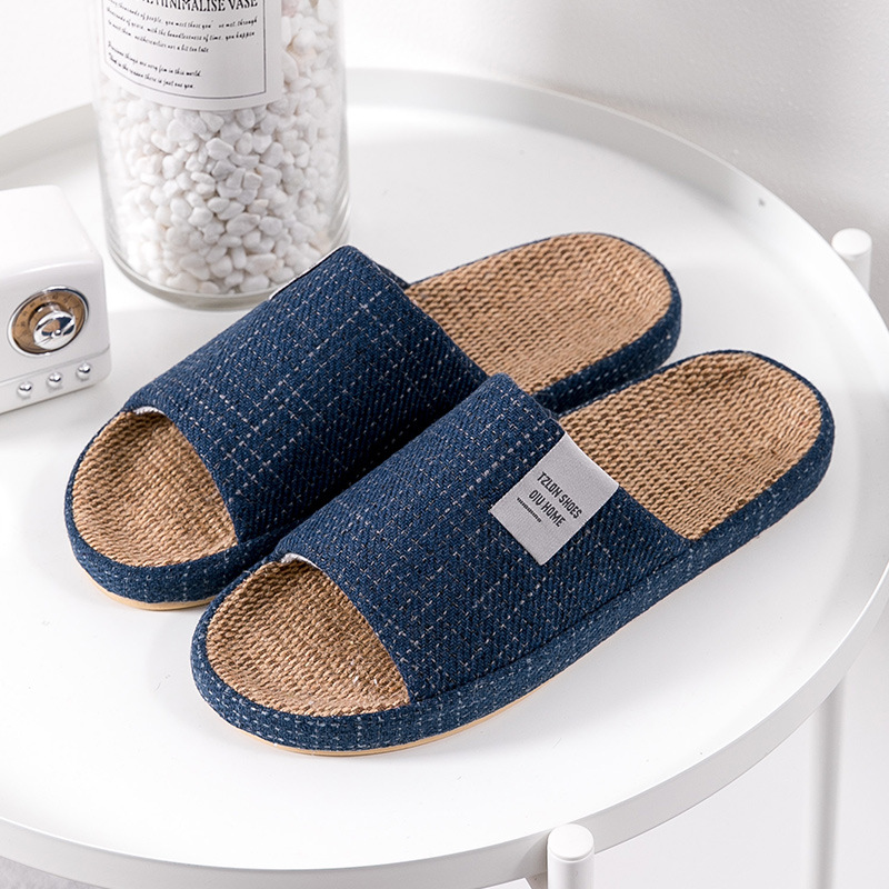 Summer Clothing Fabric - Erkek Nefes Alabilen Keten Terlikler, Dört