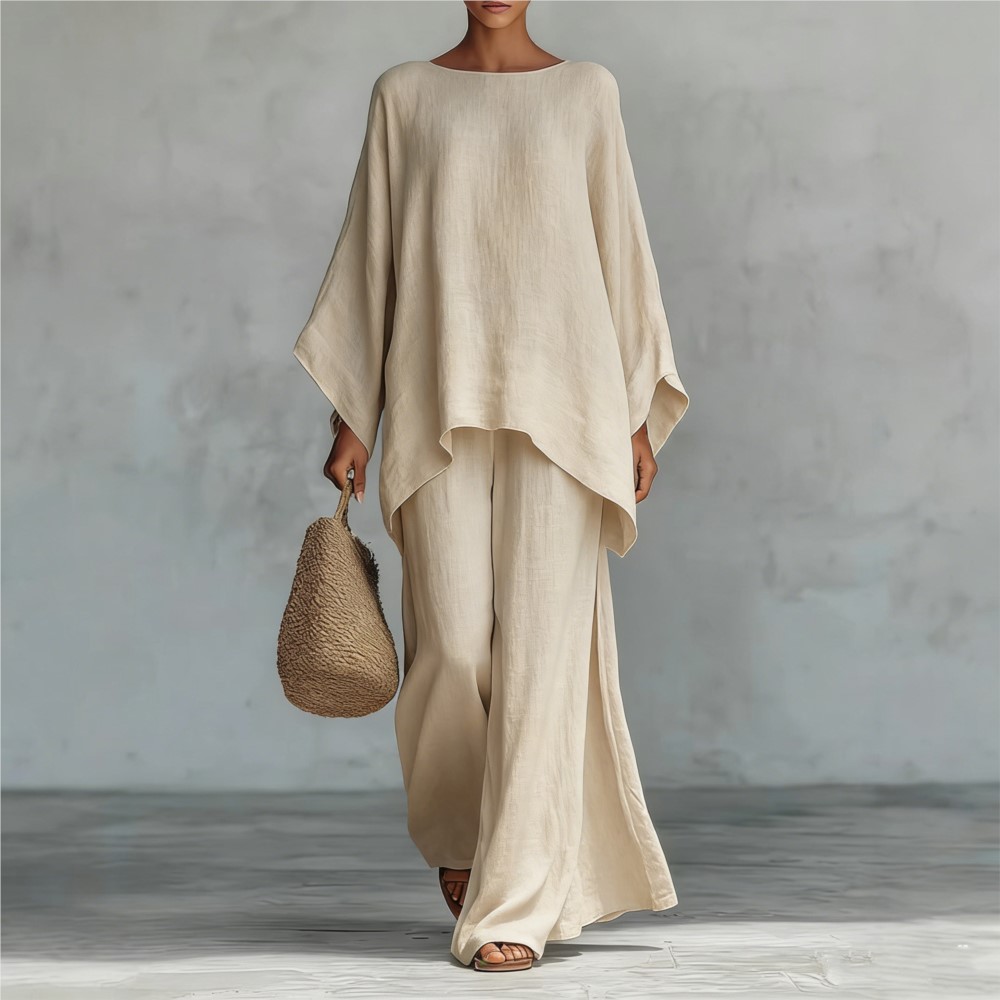 Zara Summer Clothing For Women - Moda Keten Gevşek Uzun kollu Geniş