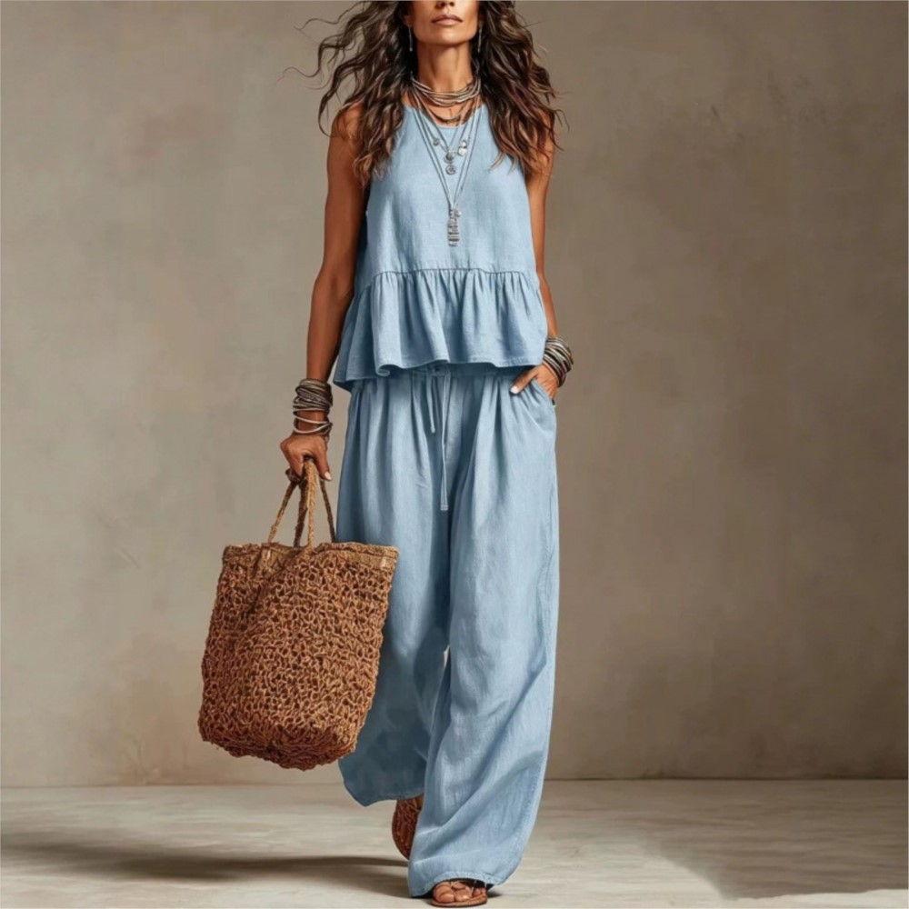 Zara Summer Clothing For Women - Yeni Günlük Kolsuz Kadın Tişört Pantolon