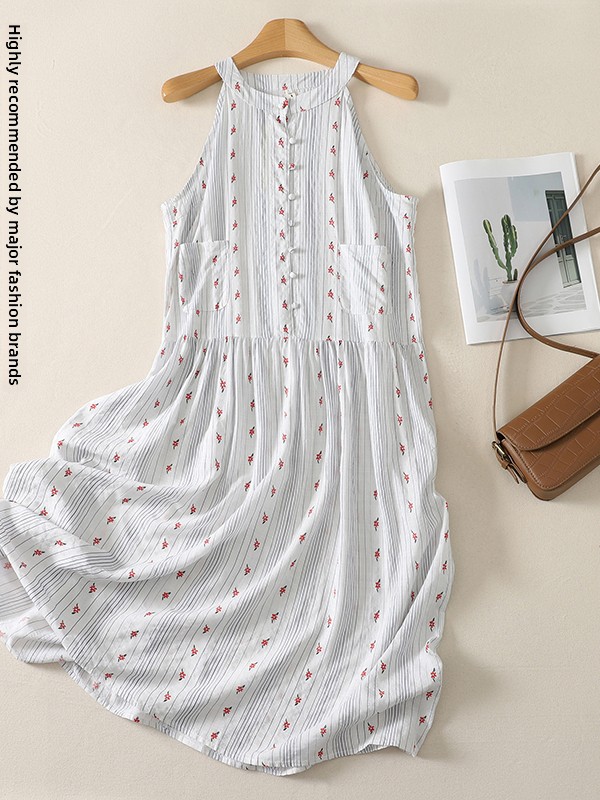 Summer Line Clothing Brand - Zarif A Kesim Elbise Çiçek Baskılı