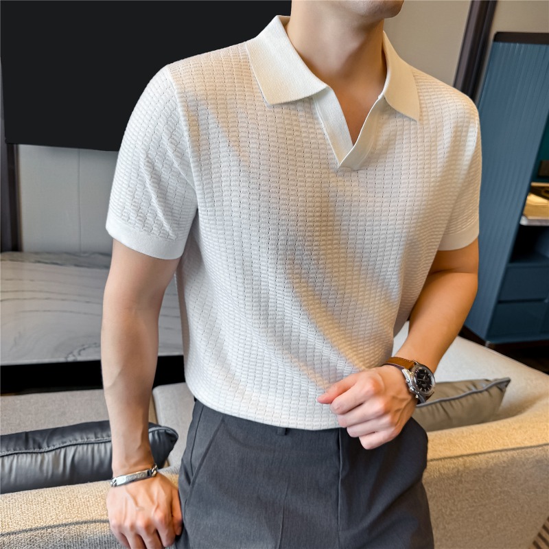 Summer Light Clothing - Yüksek Esnek Erkek Örme Polo Yaka