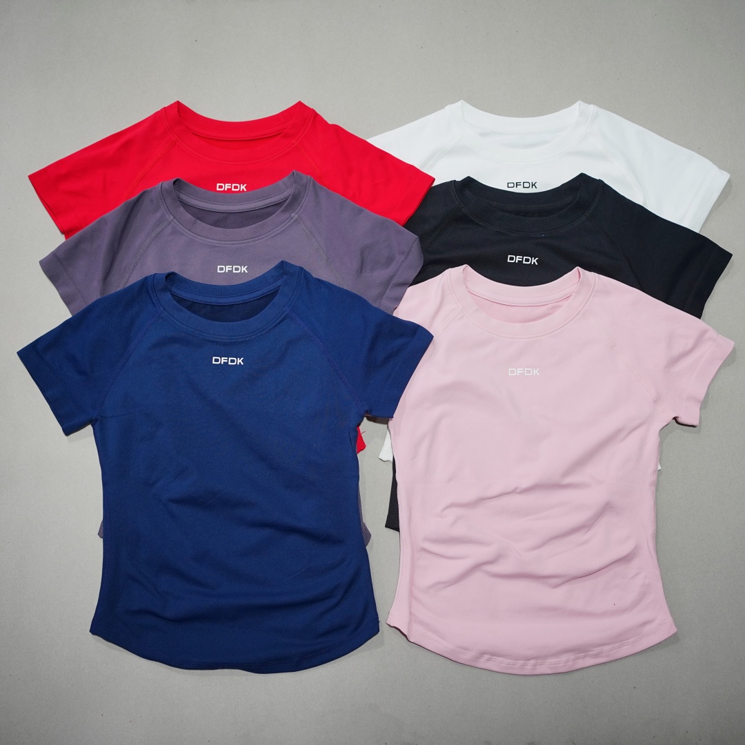 Summer Gym Clothing - DFDK Kadın Elastik İnce Kısa Kollu
