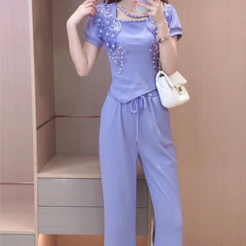 Summer Clothing Trends 2025 - Geniş Paça Kadın Pantolonu Mor Bayan