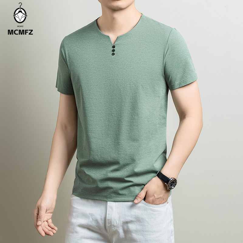 Summer Clothing Trends - Erkek Temel Henley Tişört Rahat Pamuk