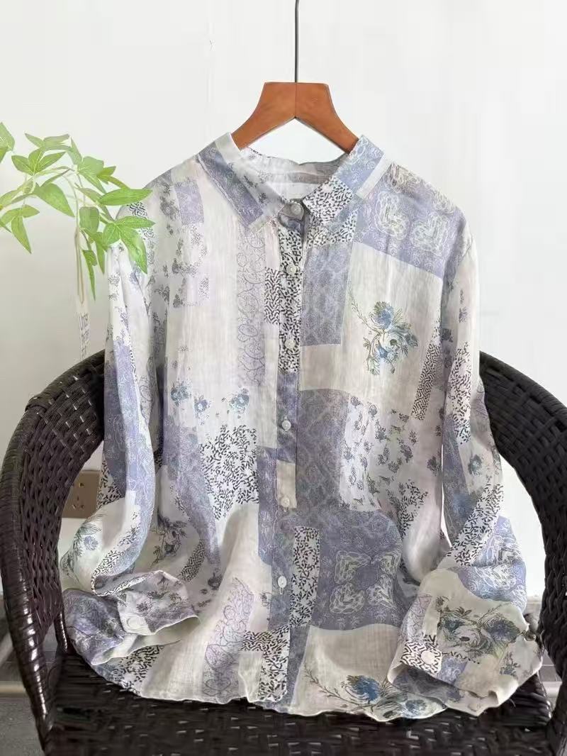 Vintage Summer Clothing Brand - %100 Ramie keten gömlekler ve bluzlar