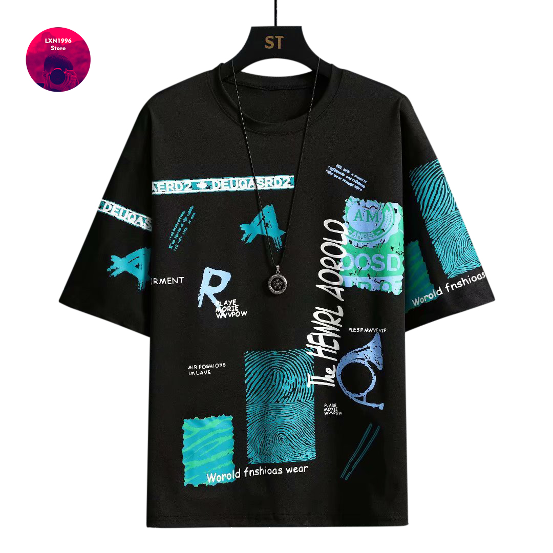 Vintage Summer Clothing Brand - Erkekler Harajuku grafik siyah yaz kısa