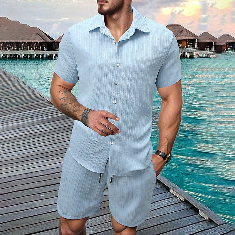 Summer Clothing Trends - 2026 Yeni Erkek Dikey Kırışık Yaka