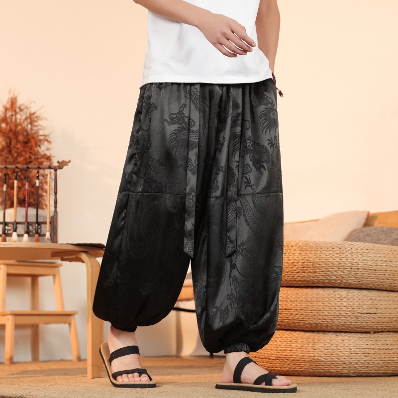 Summer Light Clothing - Erkekler Geniş Bacak Pantolon Yaz Buz