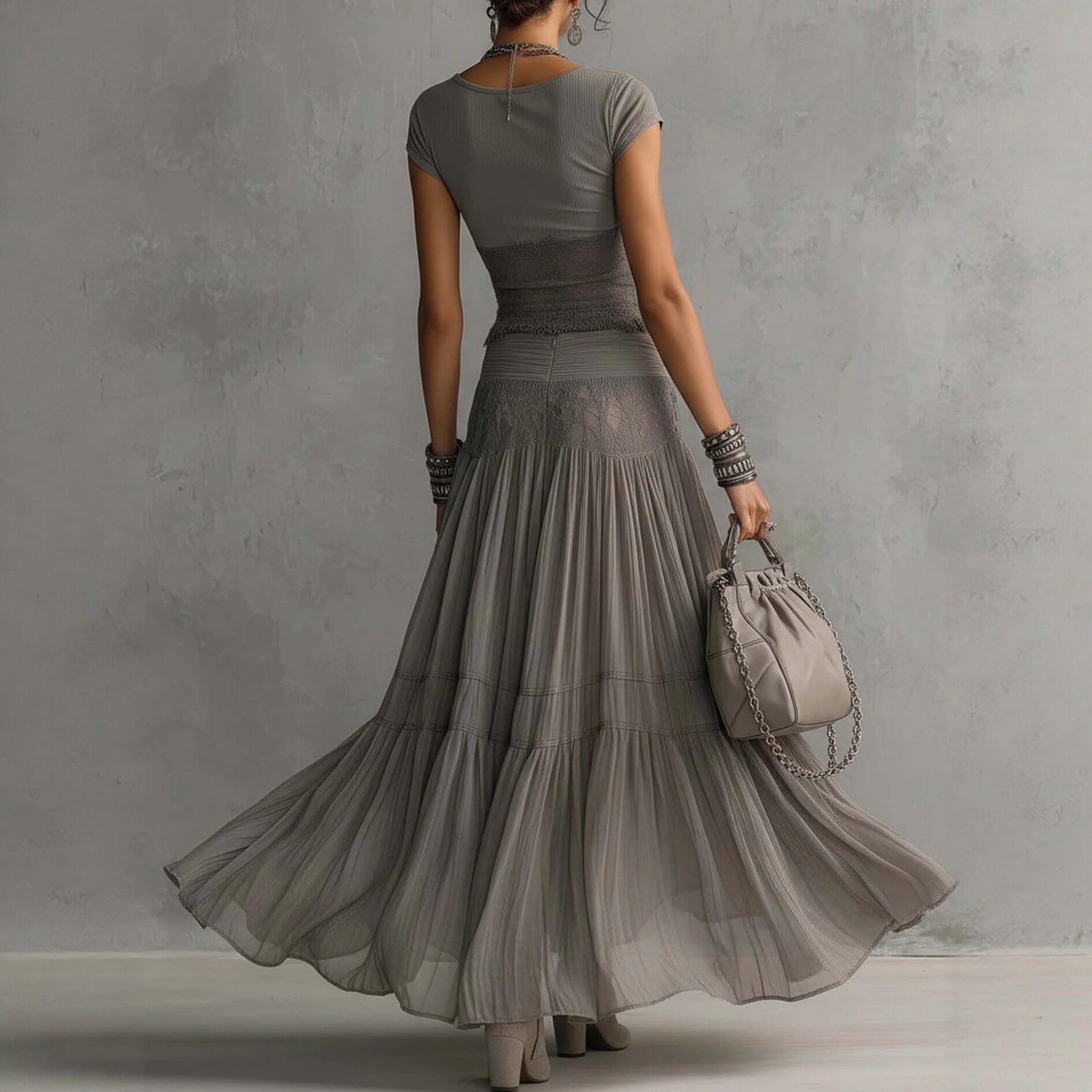 2026 Gri Örme Üst + Şifon Elbi - Summer Clothing Fabric incelemesi ve fiyatı