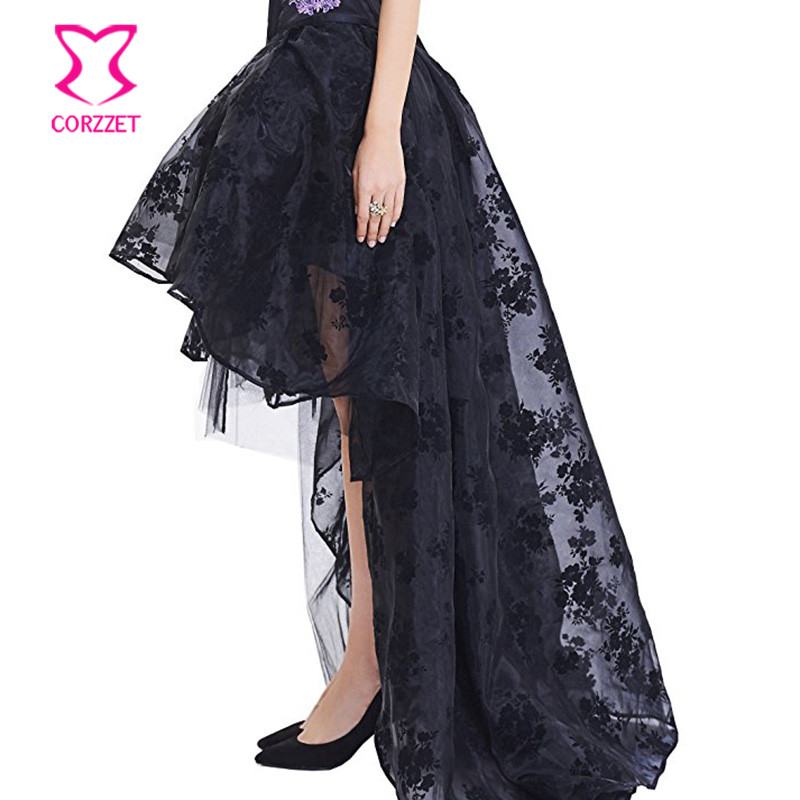 Siyah çiçek şifon ön kısa arka - Summer Victorian Clothing incelemesi ve fiyatı