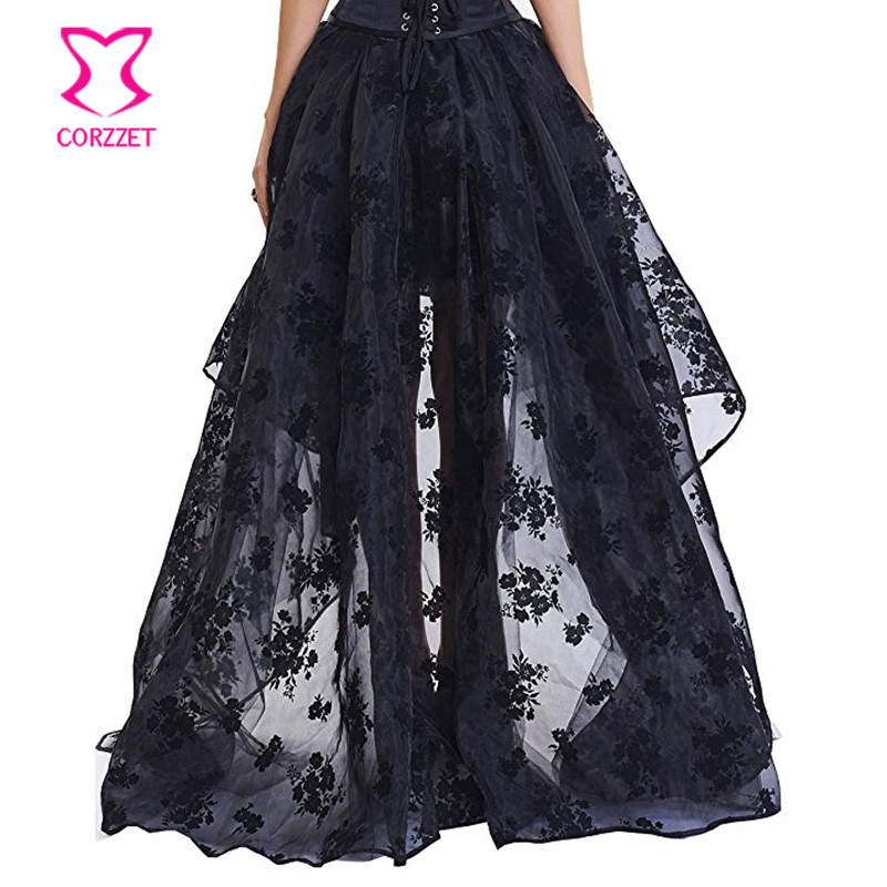 Siyah çiçek şifon ön kısa arka - Summer Victorian Clothing incelemesi ve fiyatı