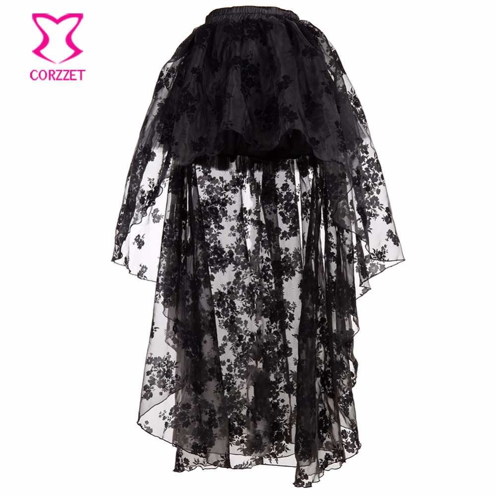 Siyah çiçek şifon ön kısa arka - Summer Victorian Clothing incelemesi ve fiyatı