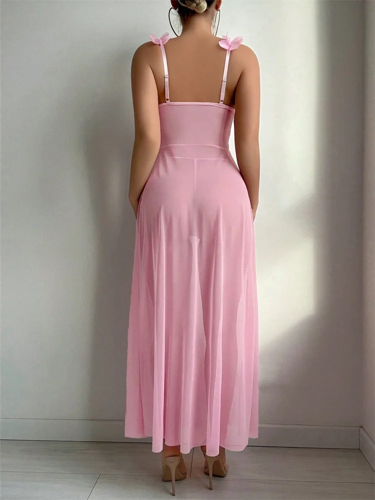 Pembe Çiçekli Dantel Şeffaf Ge - Summer Clothing Collection incelemesi ve fiyatı