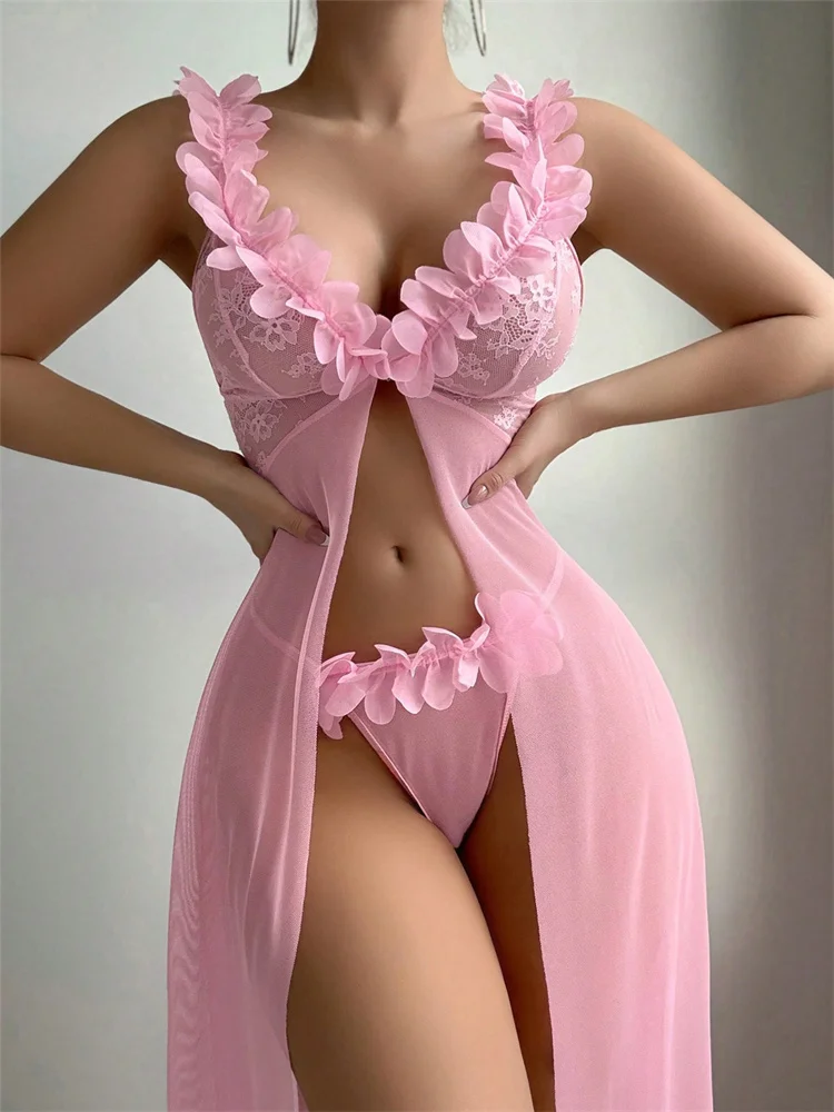 Pembe Çiçekli Dantel Şeffaf Ge - Summer Clothing Collection incelemesi ve fiyatı