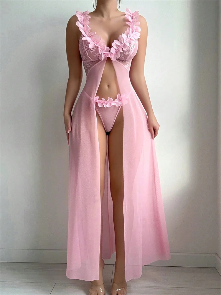 Pembe Çiçekli Dantel Şeffaf Ge - Summer Clothing Collection incelemesi ve fiyatı