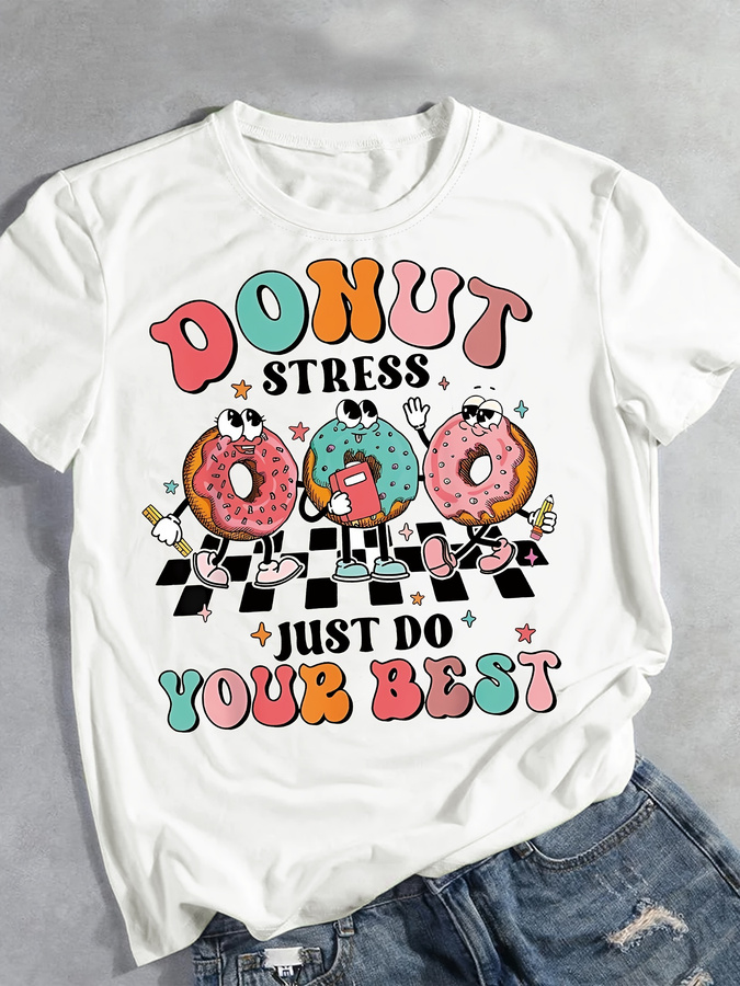Karikatür Donut Baskılı Tişört - Summer Clothing Trends 2025 incelemesi ve fiyatı