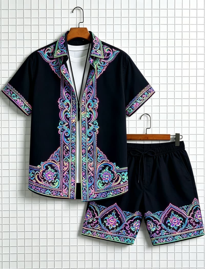 Erkek etnik desenli kısa kollu - Summer Clothing Trends incelemesi ve fiyatı